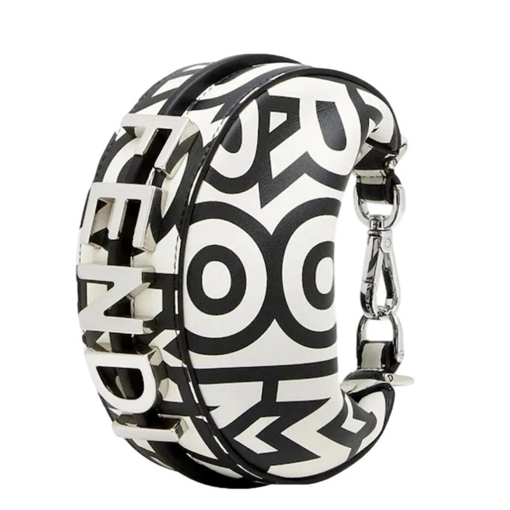FENDI X Marc Jacobs  Nano Fendigraphy Black and White Leather Charm bag